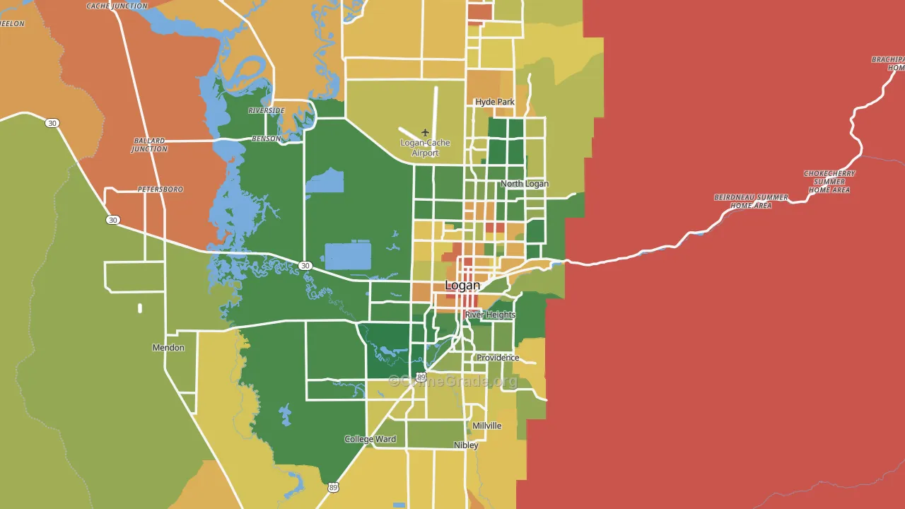 Cache County, UT Map of Robbery Rates