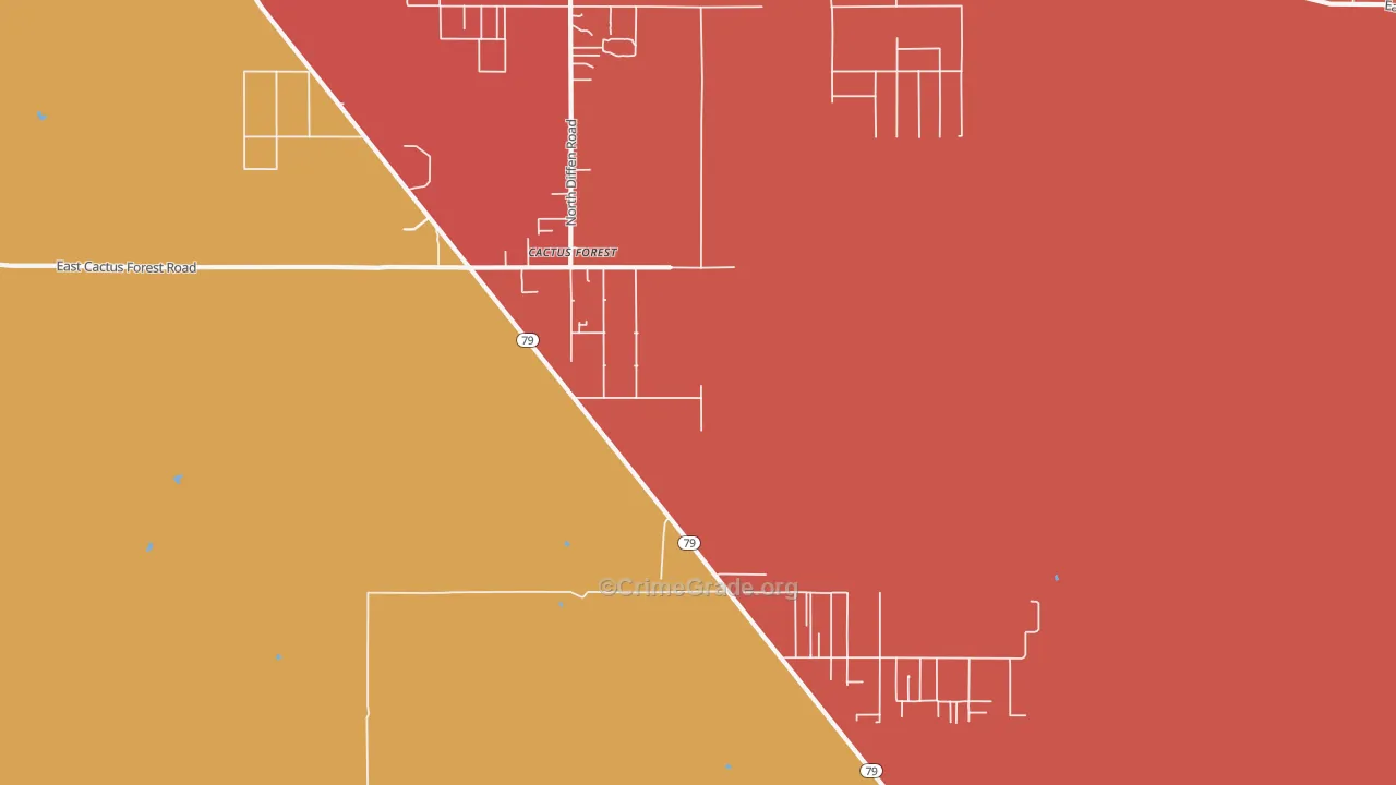 Cactus Forest, AZ Map of Robbery Rates