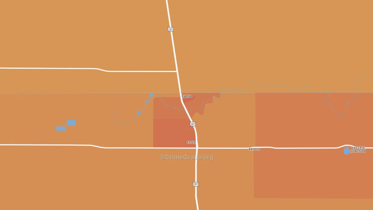 Cactus, TX Map of Robbery Rates