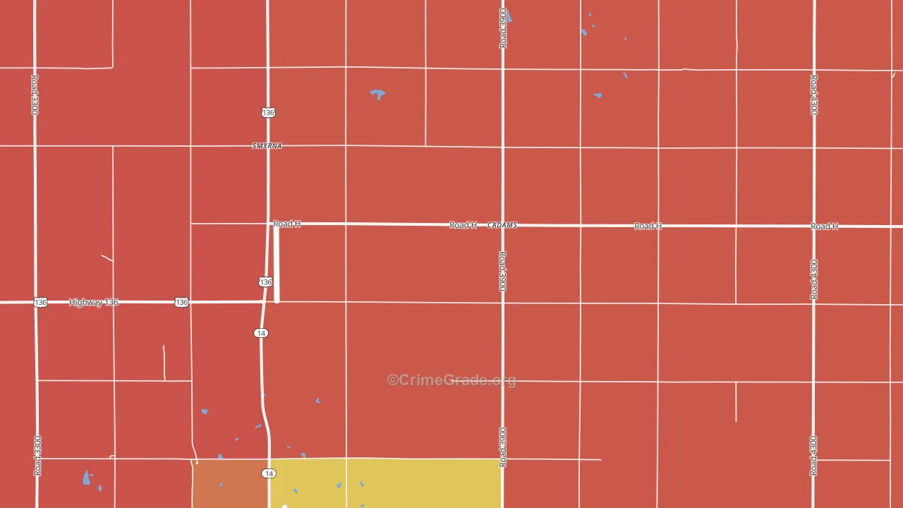 Cadams, NE Map of Robbery Rates