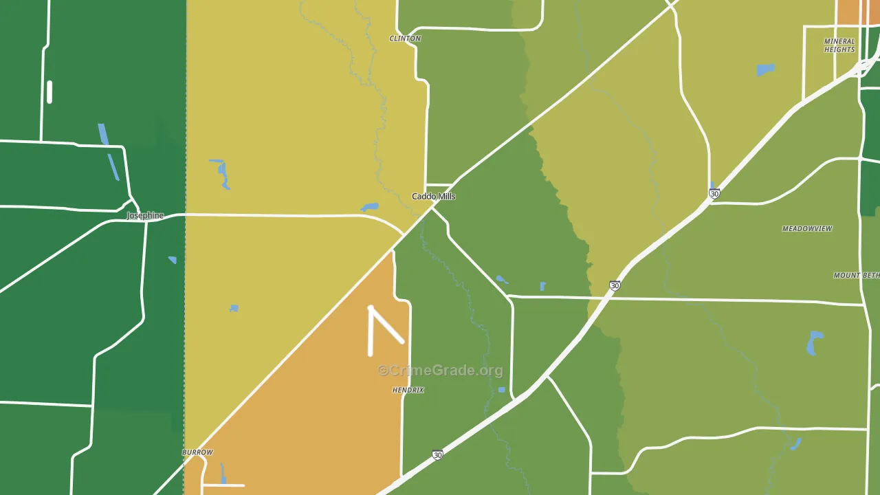 Caddo Mills, TX Map of Robbery Rates