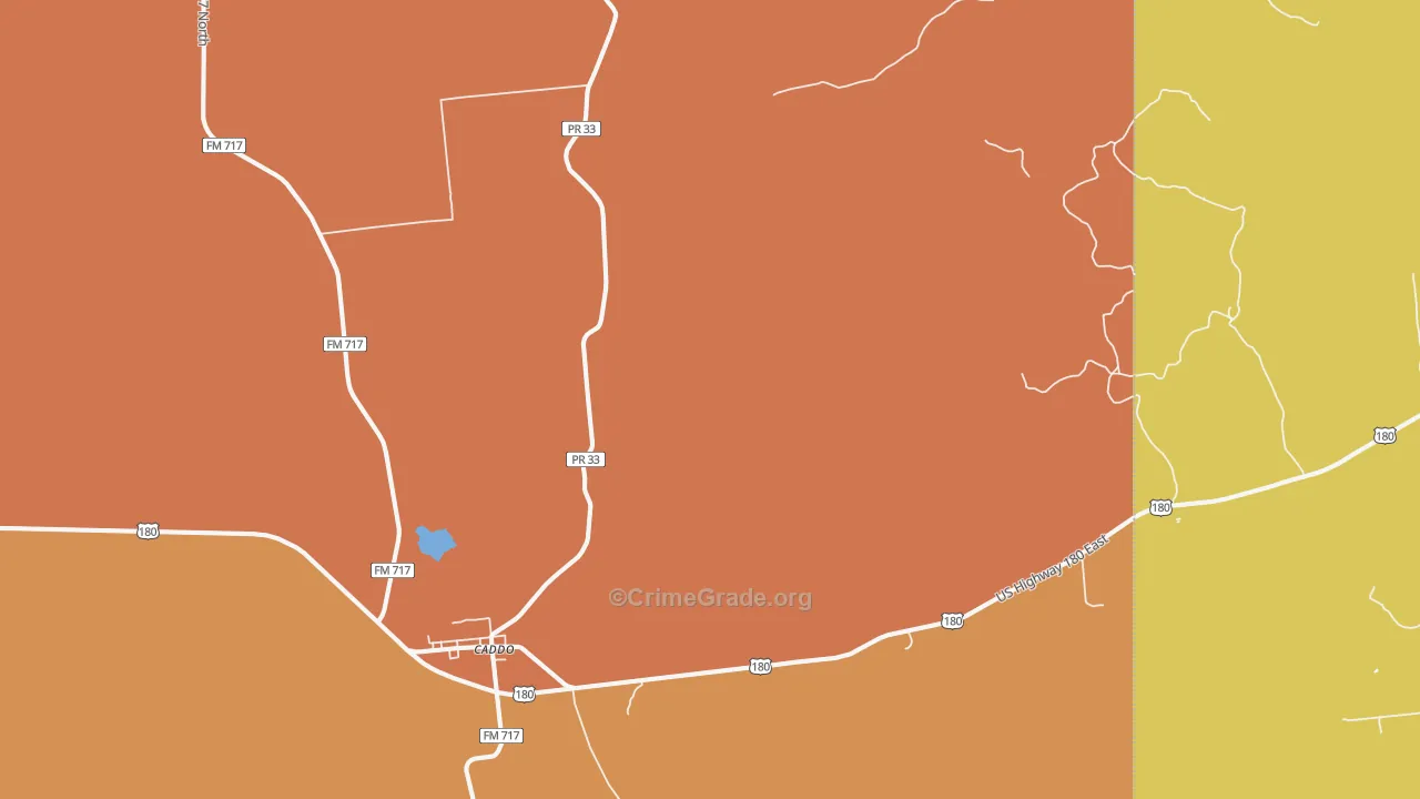 Caddo, TX Map of Robbery Rates
