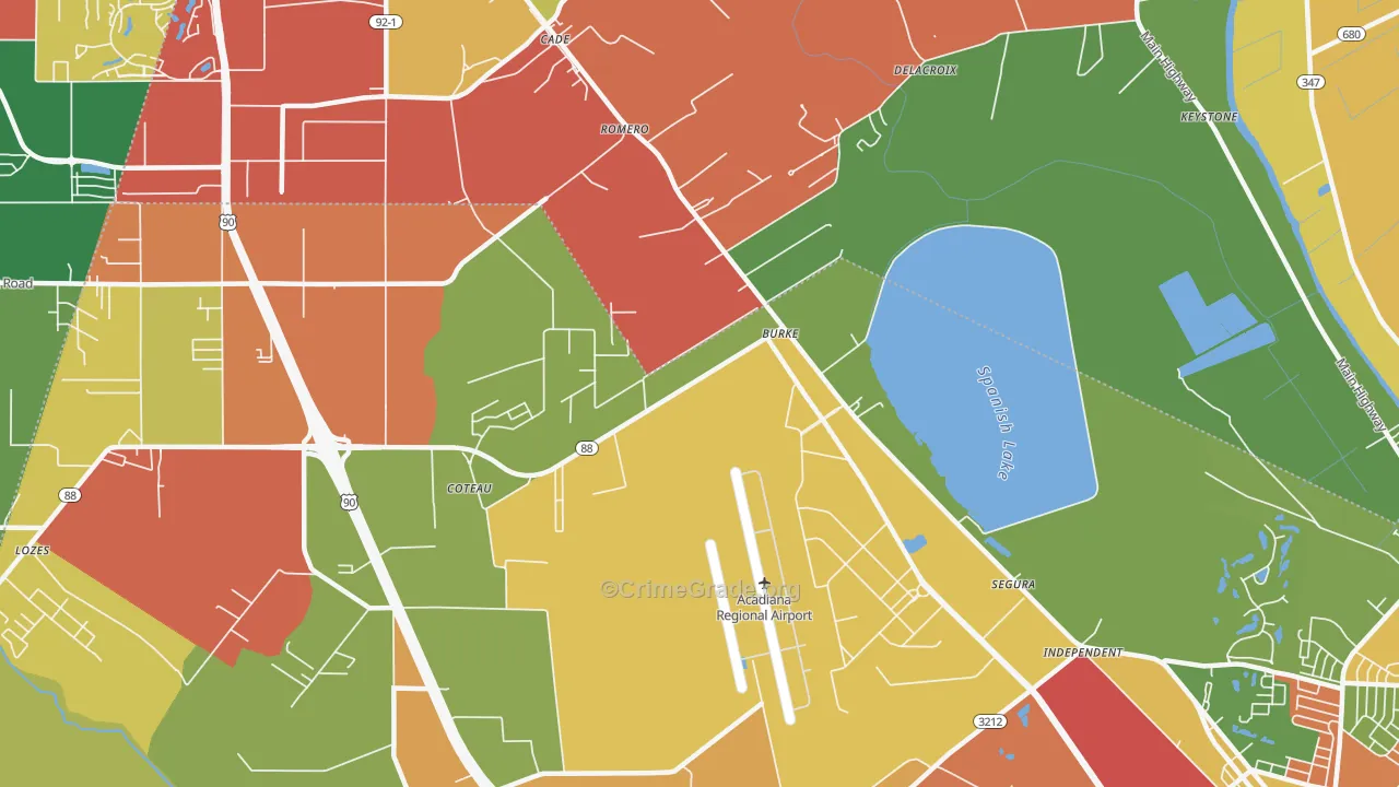 Cade, LA Map of Robbery Rates