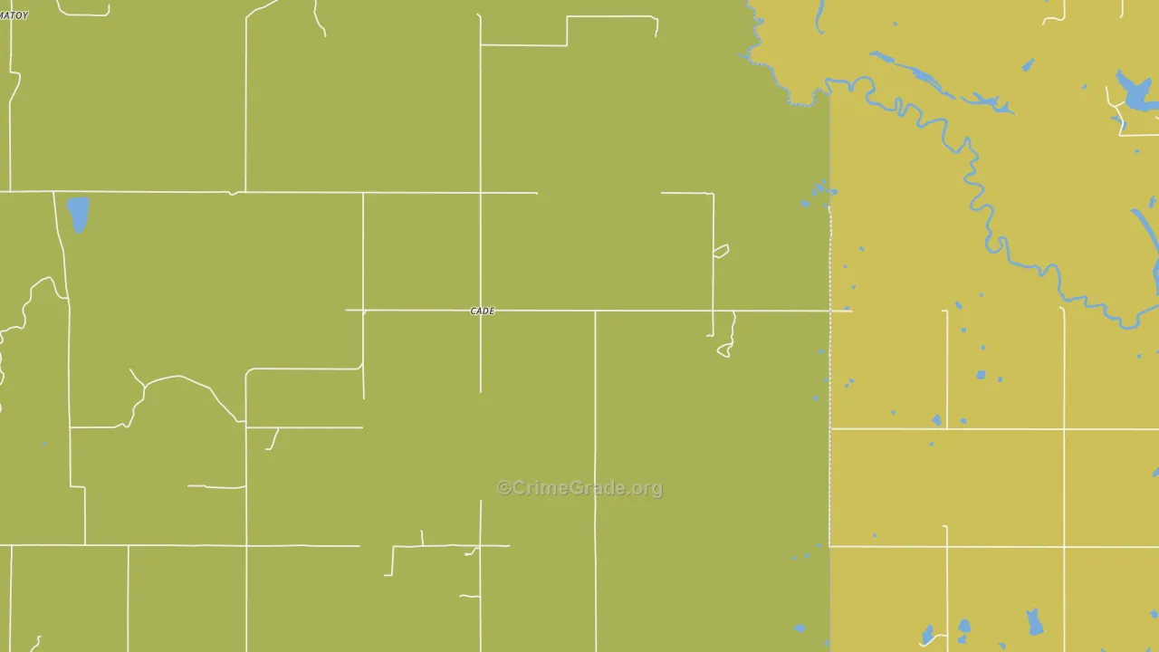 Cade, OK Map of Robbery Rates