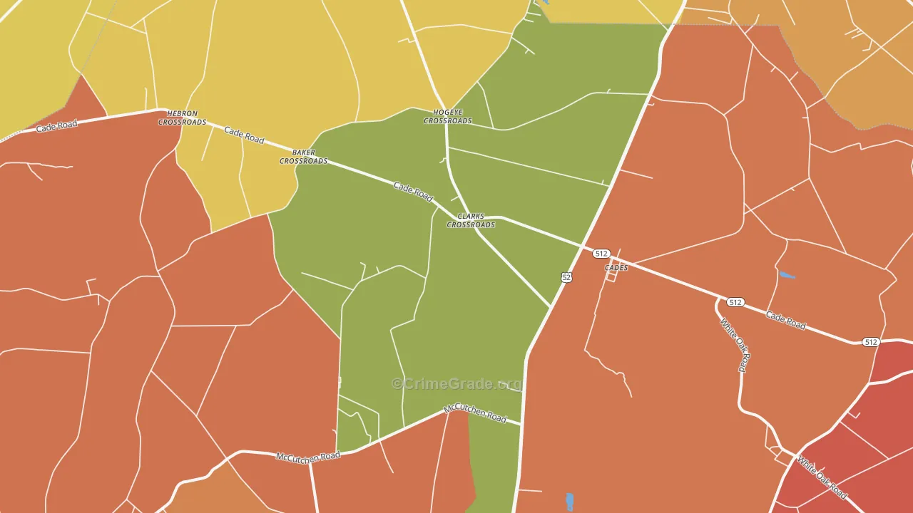 Cades, SC Map of Robbery Rates
