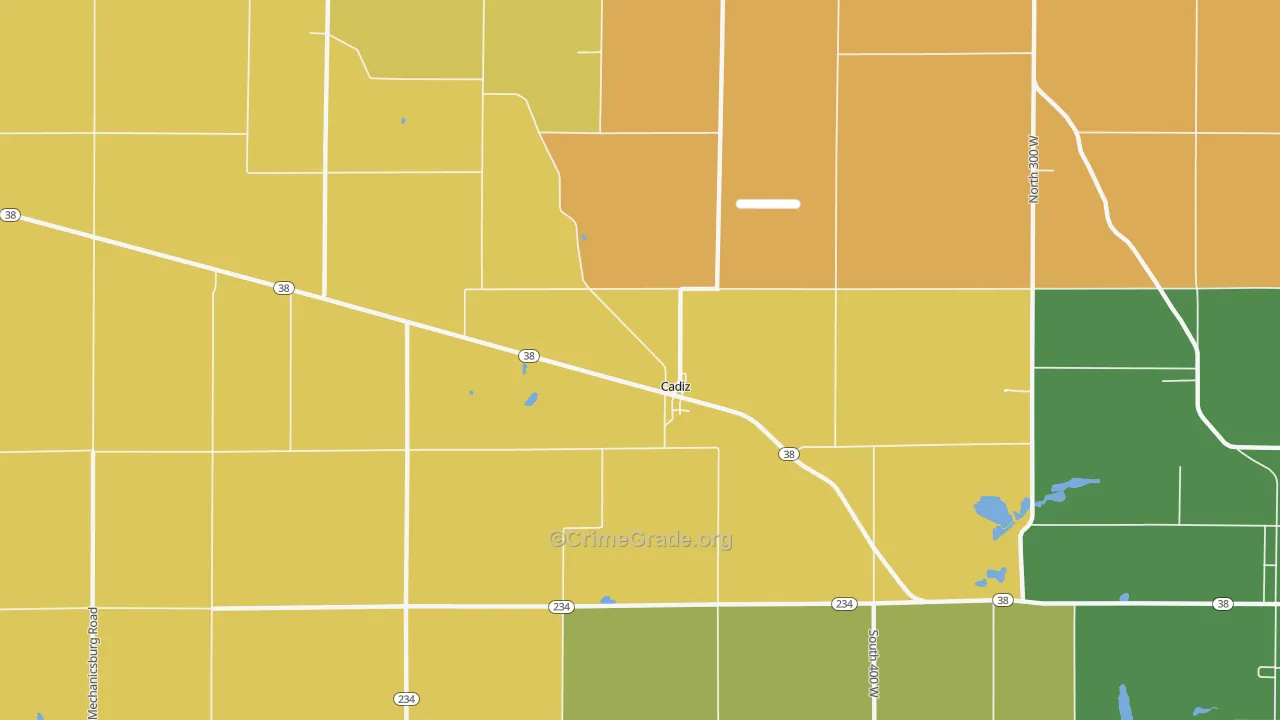 Cadiz, IN Map of Robbery Rates