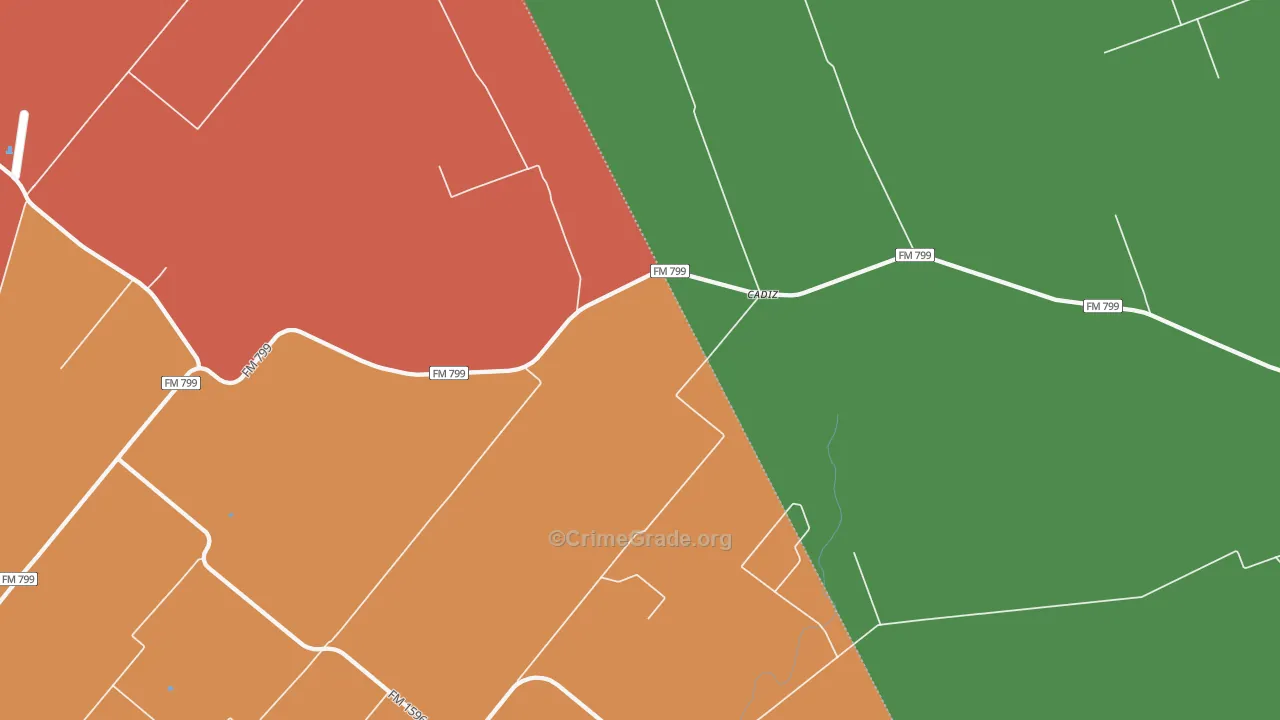 Cadiz, TX Map of Robbery Rates