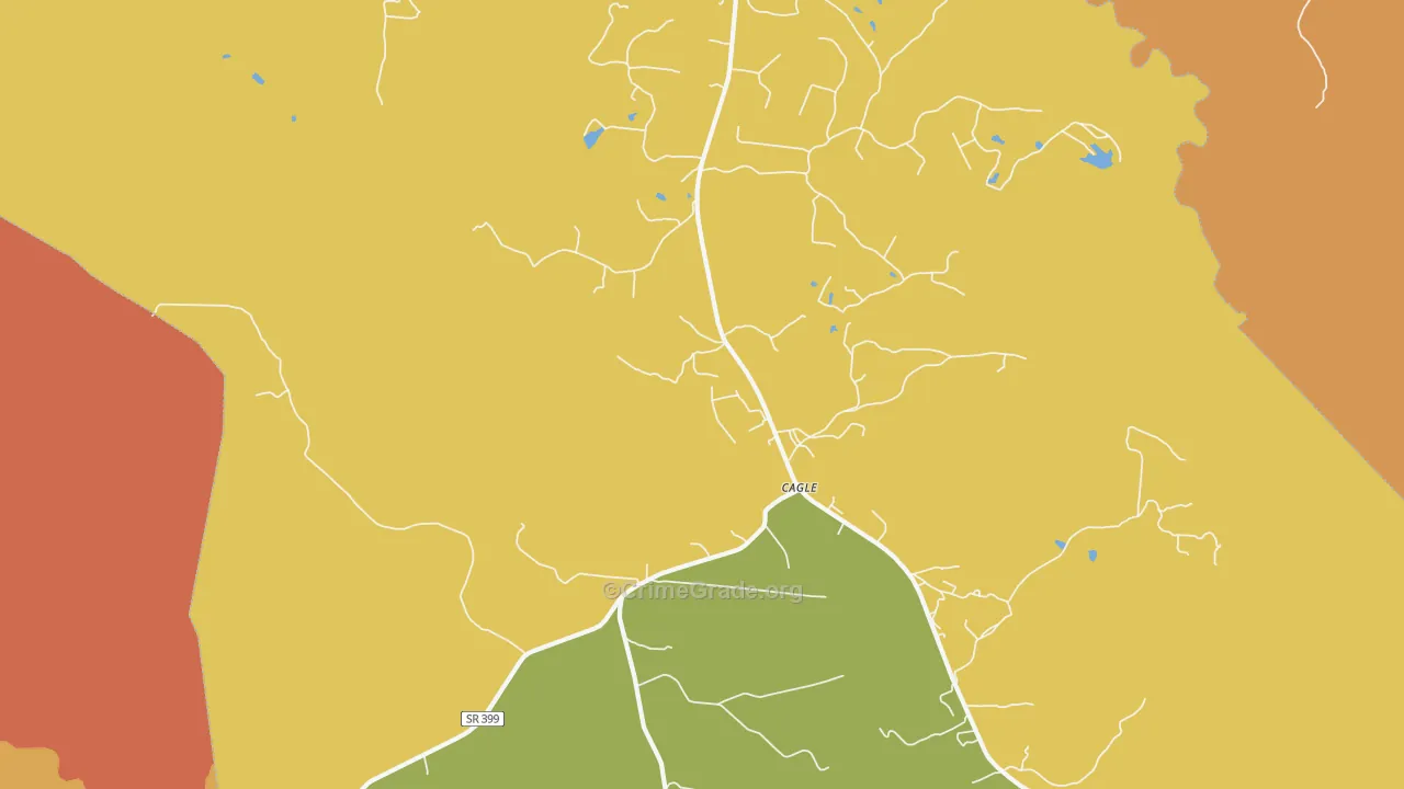Cagle, TN Map of Robbery Rates