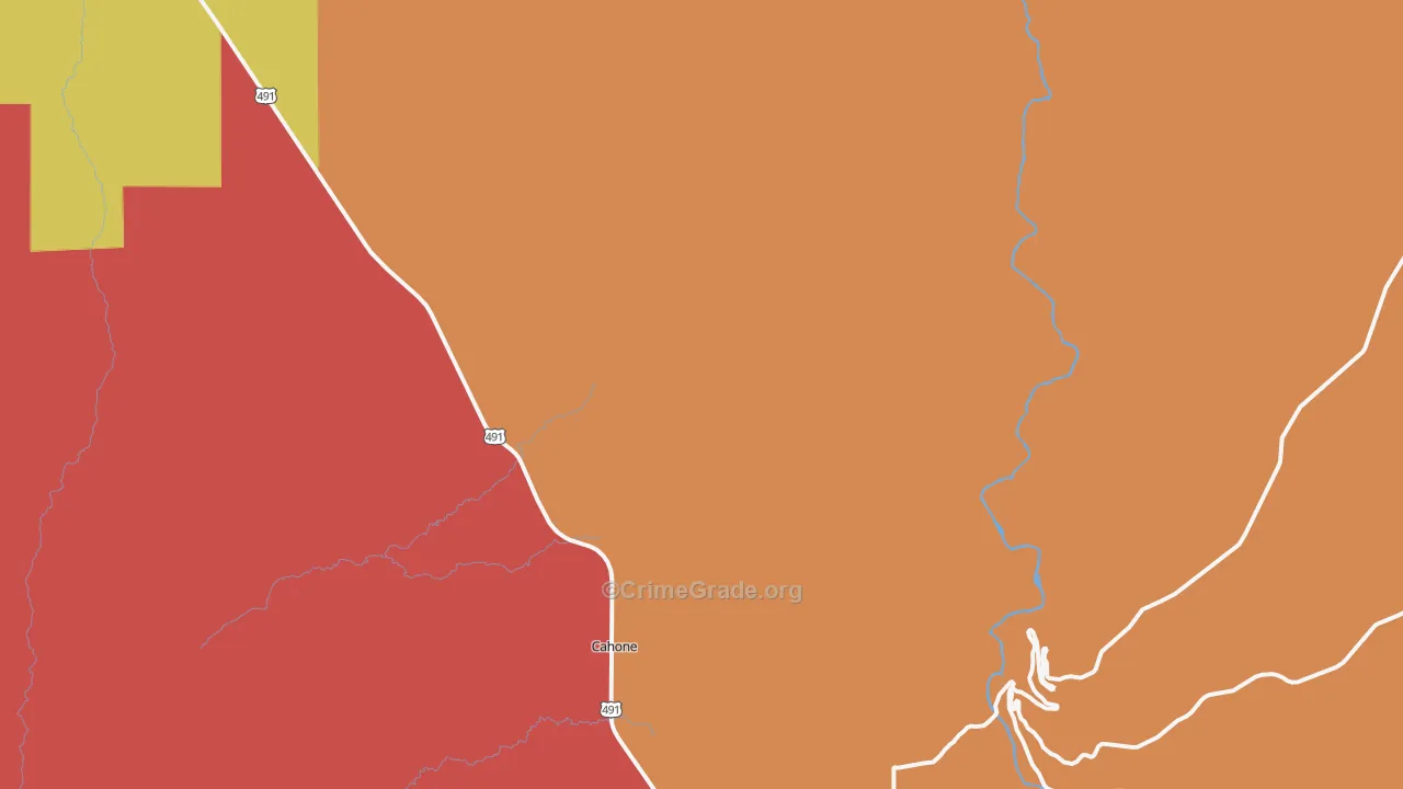 Cahone, CO Map of Robbery Rates