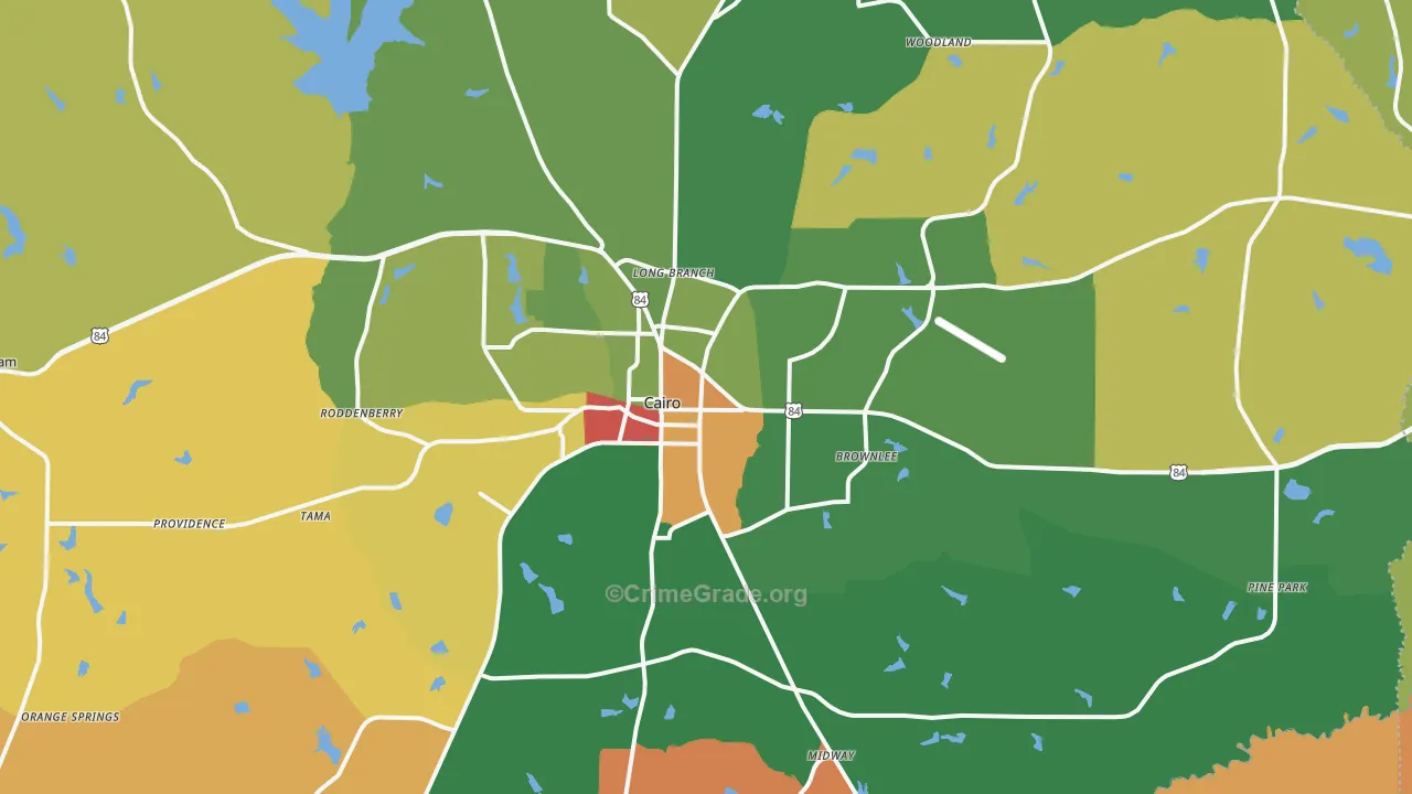 Cairo, GA Map of Robbery Rates