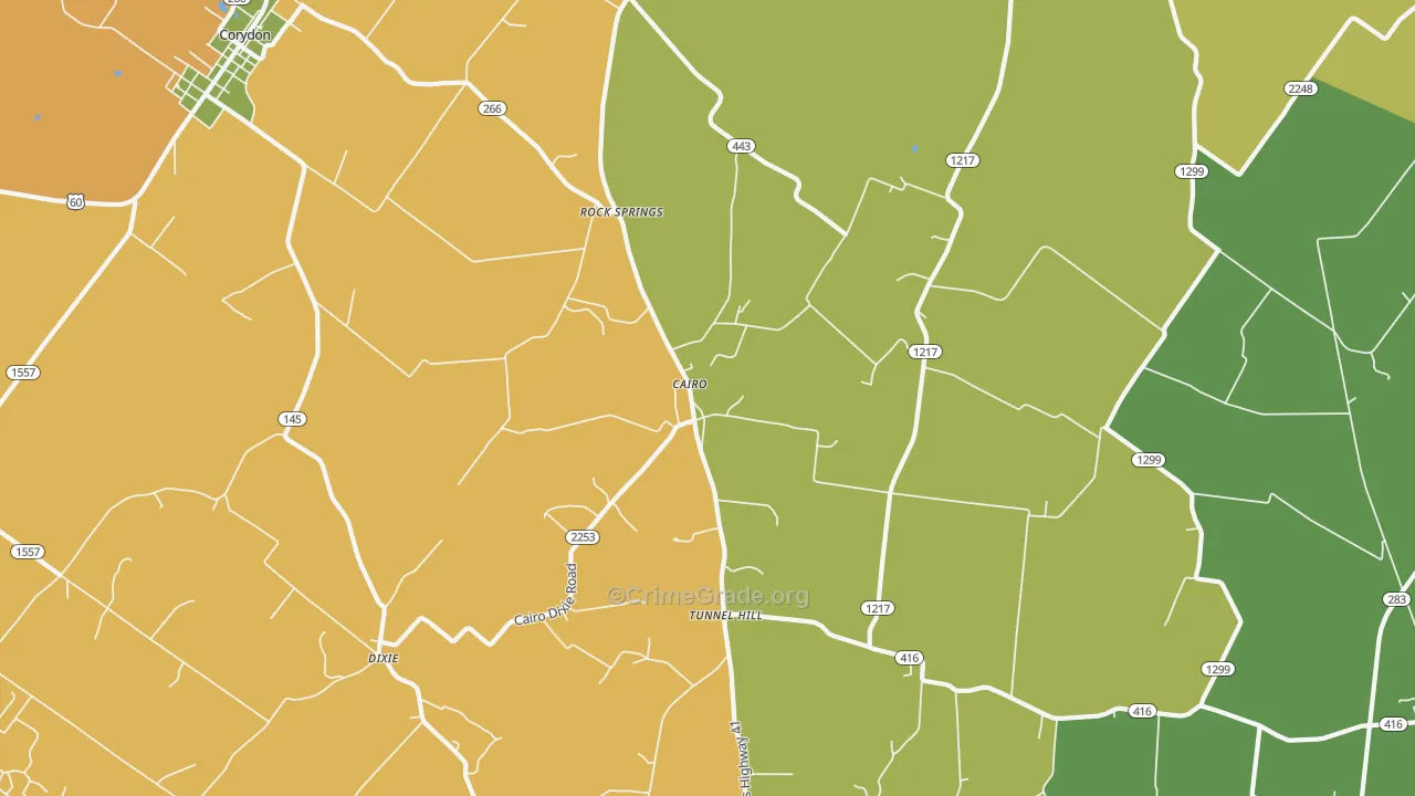 Cairo, KY Map of Robbery Rates