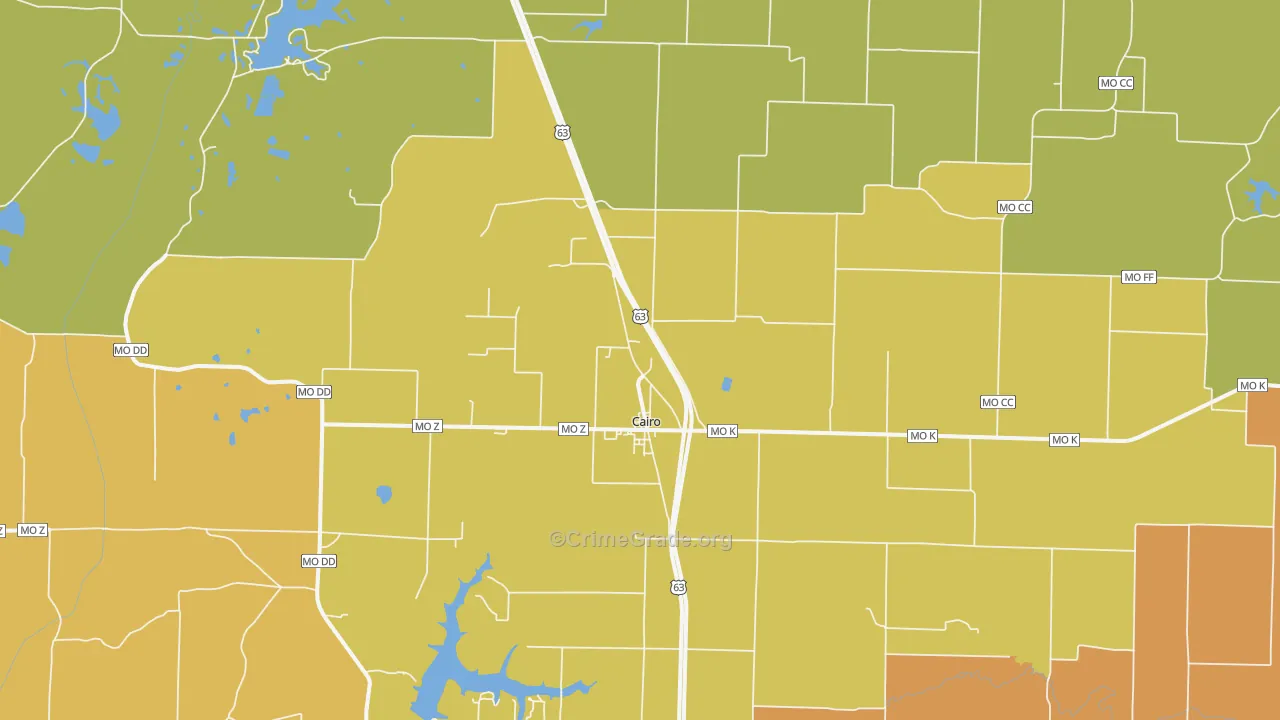 Cairo, MO Map of Robbery Rates