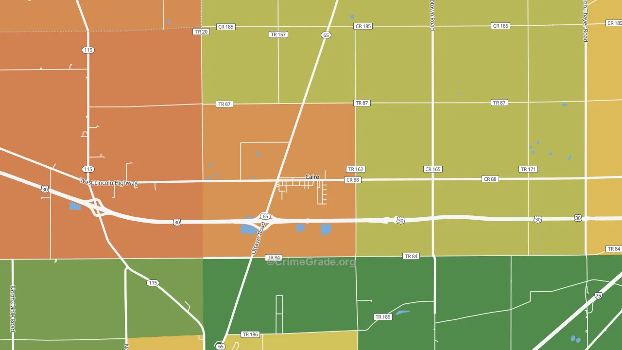 Cairo, OH Map of Robbery Rates