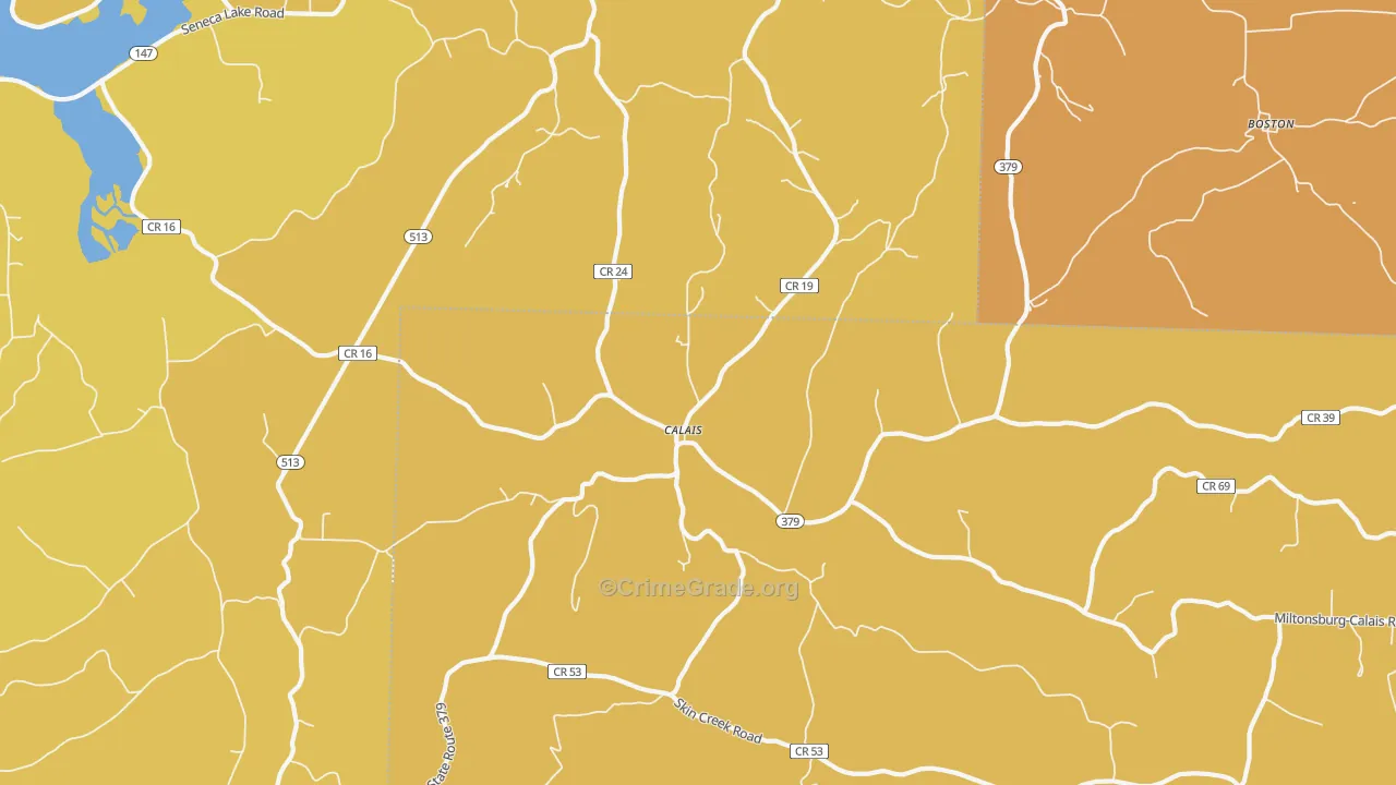 Calais, OH Map of Robbery Rates