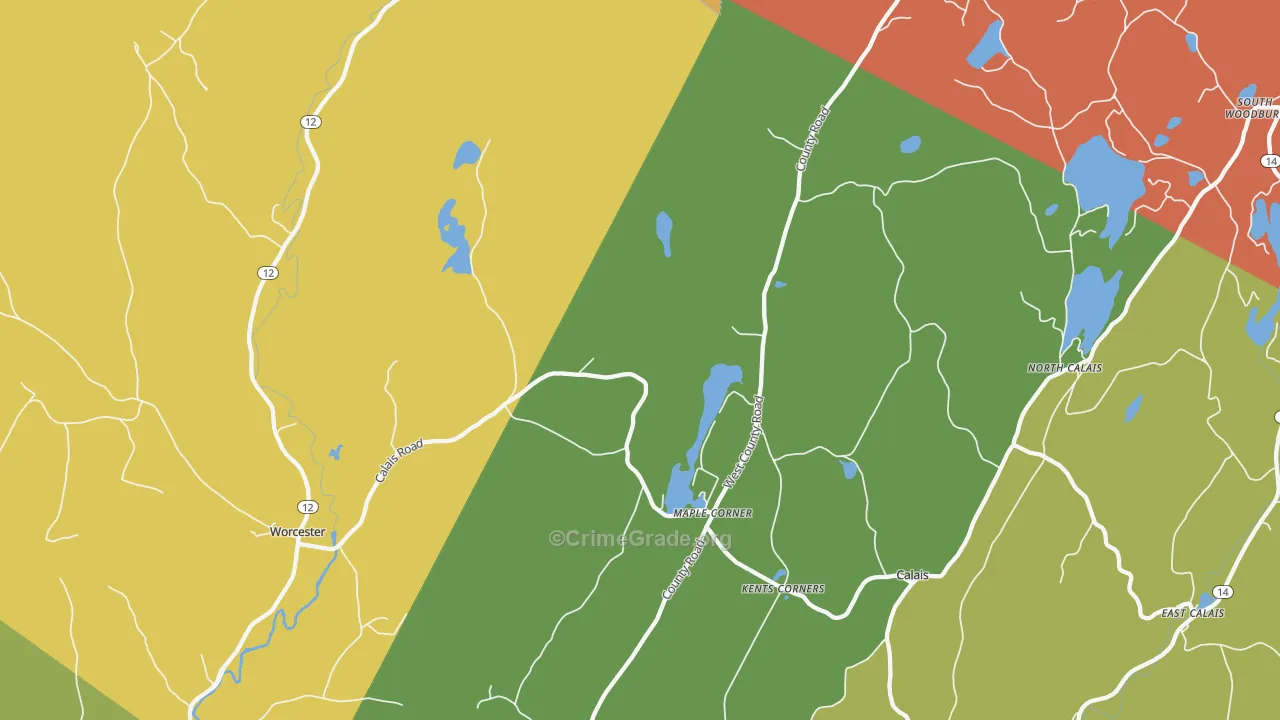 Calais, VT Map of Robbery Rates