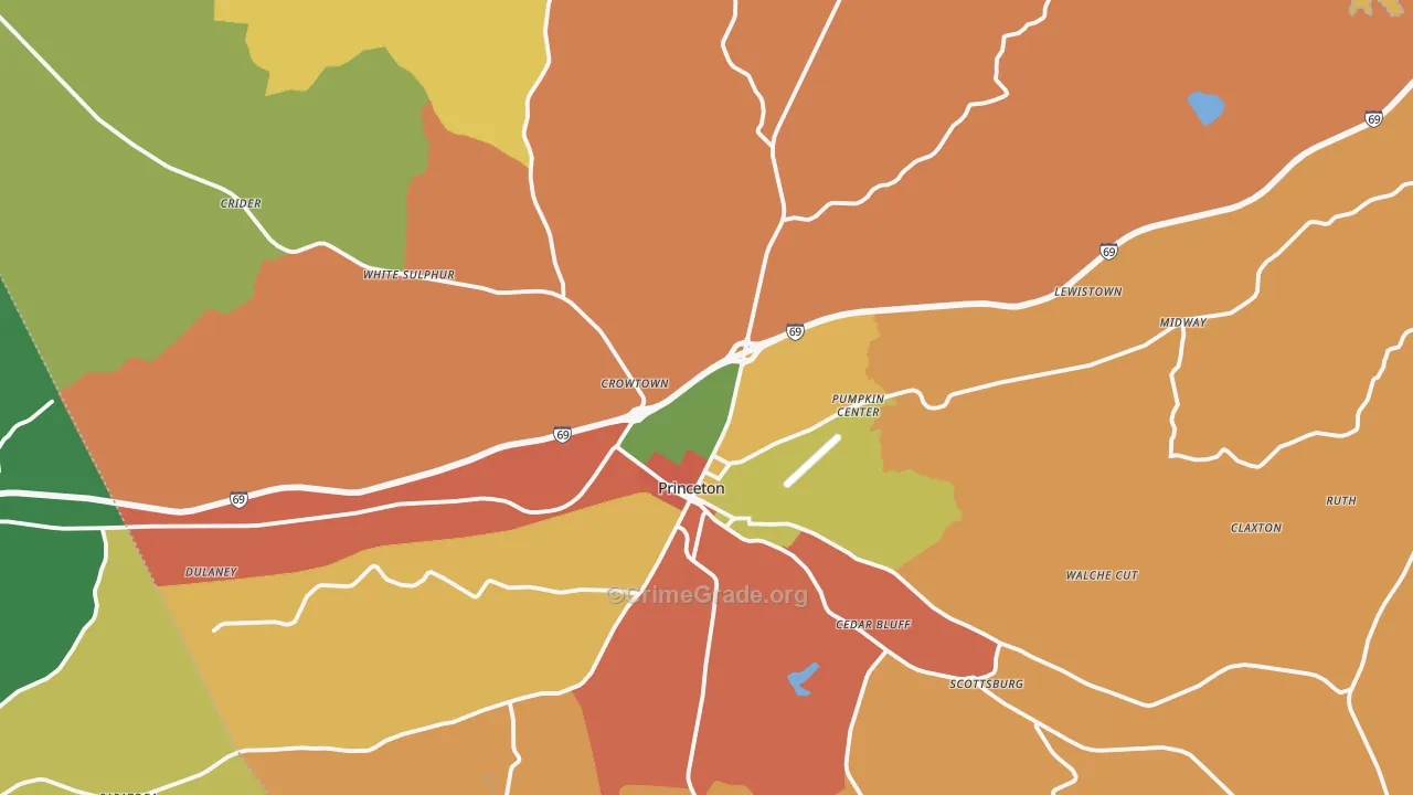 Caldwell County, KY Map of Robbery Rates
