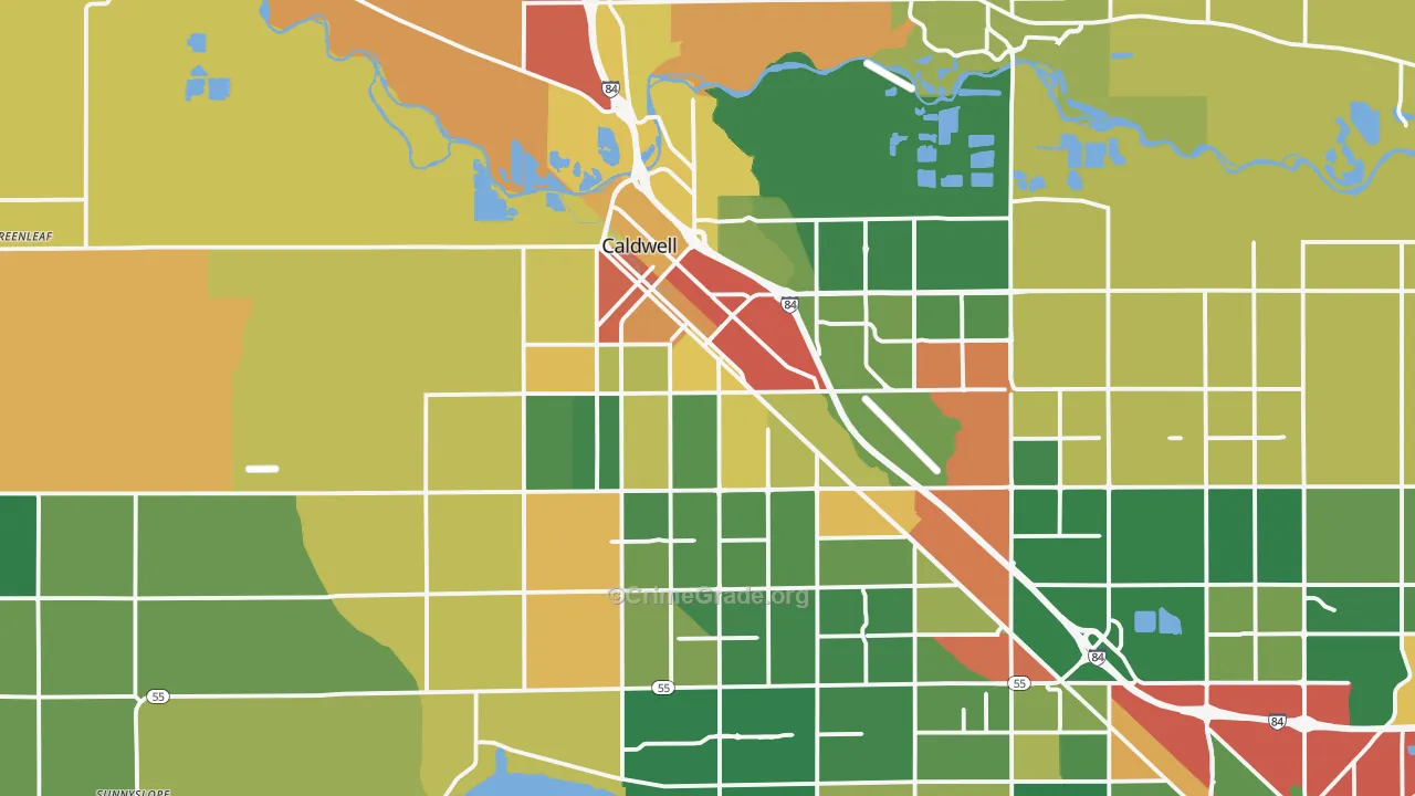 Caldwell, ID Map of Robbery Rates