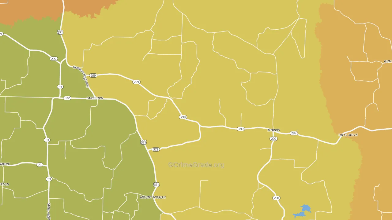 Cale, AR Map of Robbery Rates
