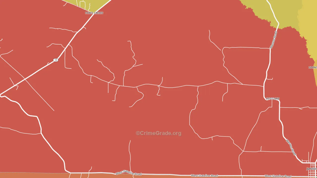 Caledonia, AR Map of Robbery Rates