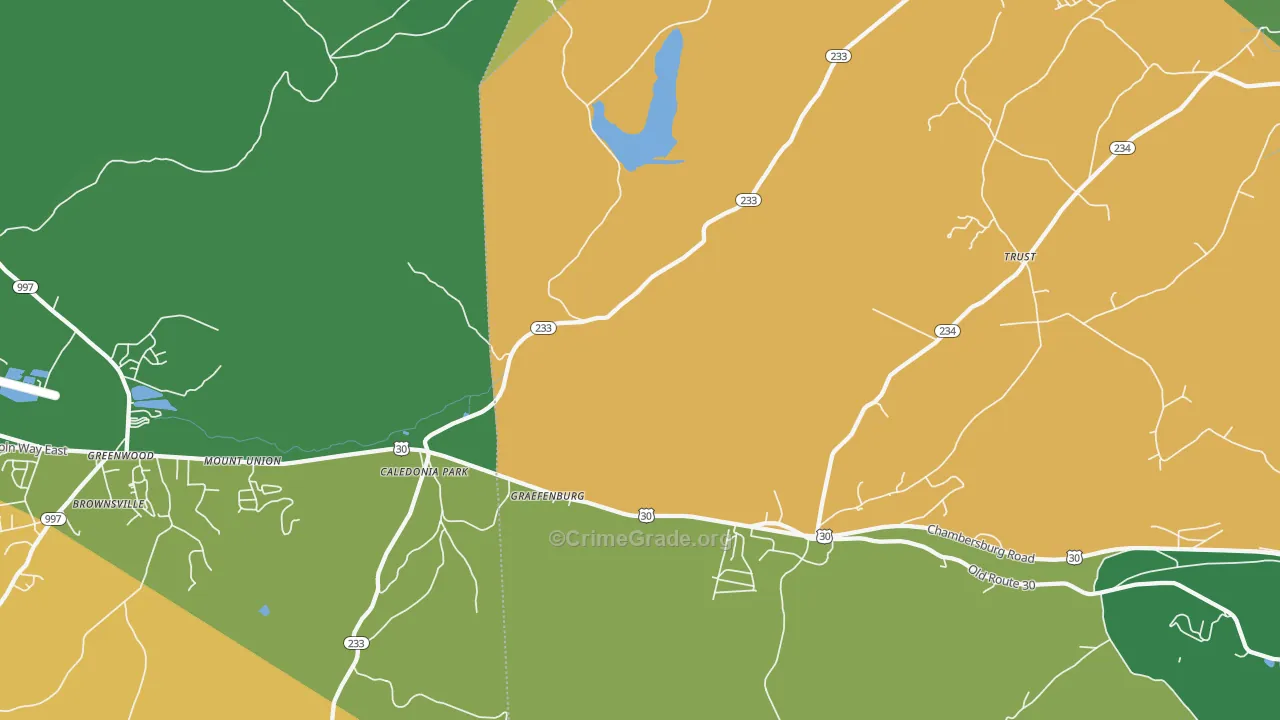Caledonia Park, PA Map of Robbery Rates