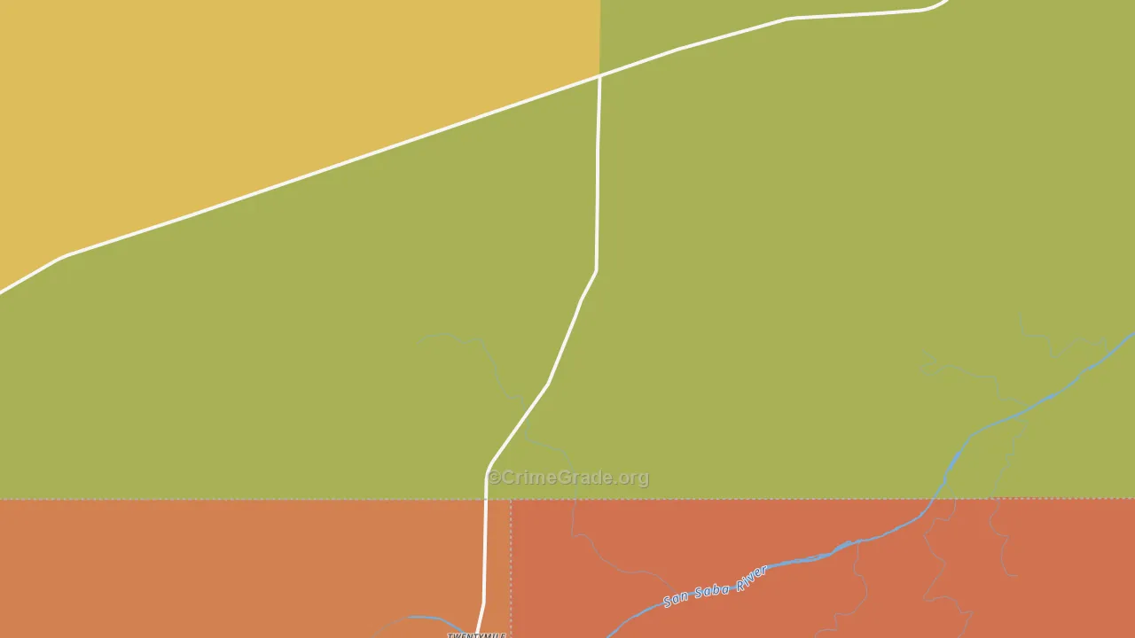 Calf Creek, TX Map of Robbery Rates
