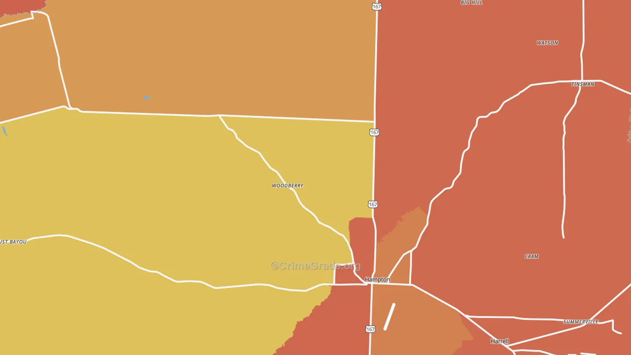 Calhoun County, AR Map of Robbery Rates