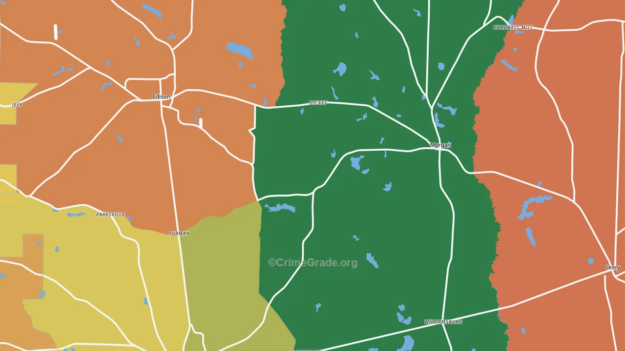Calhoun County, GA Map of Robbery Rates