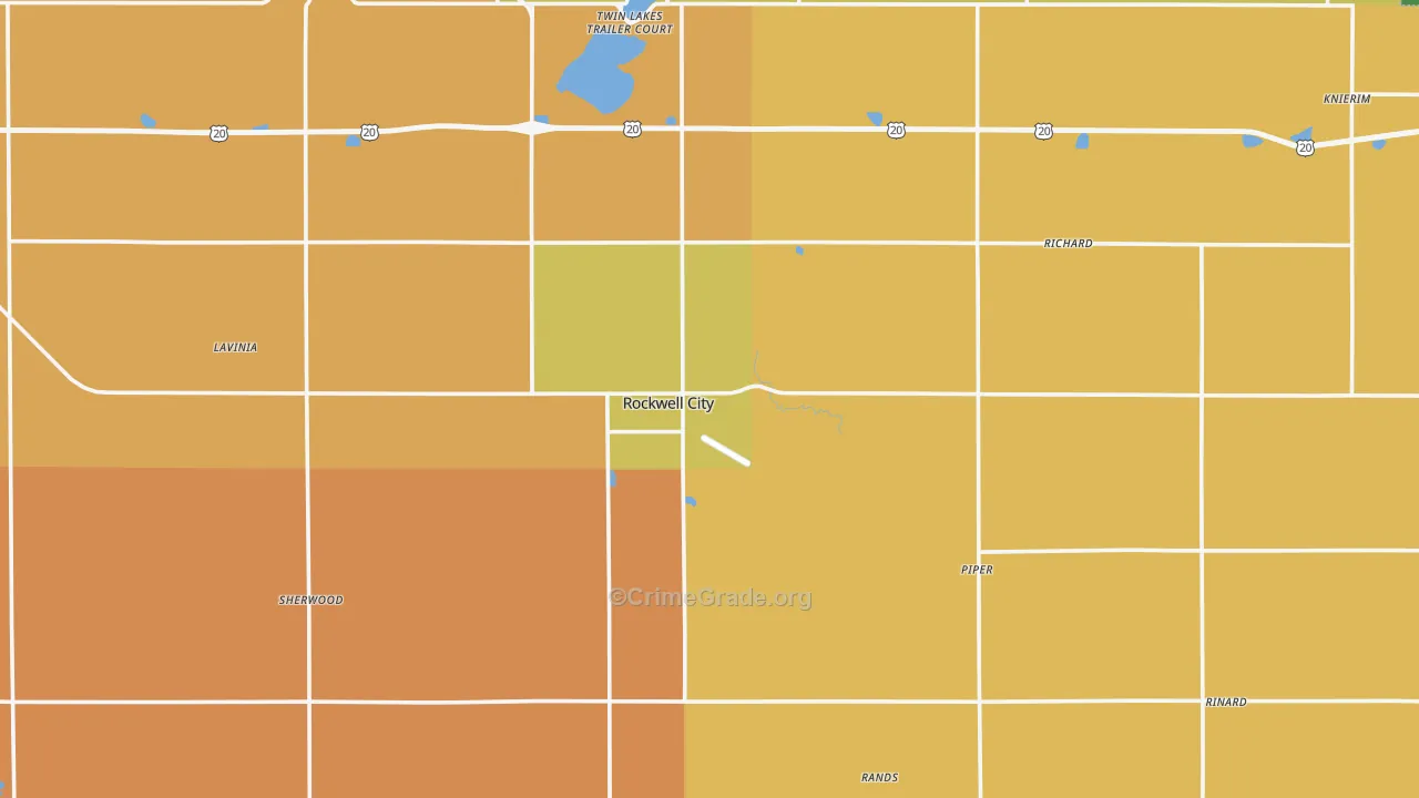 Calhoun County, IA Map of Robbery Rates