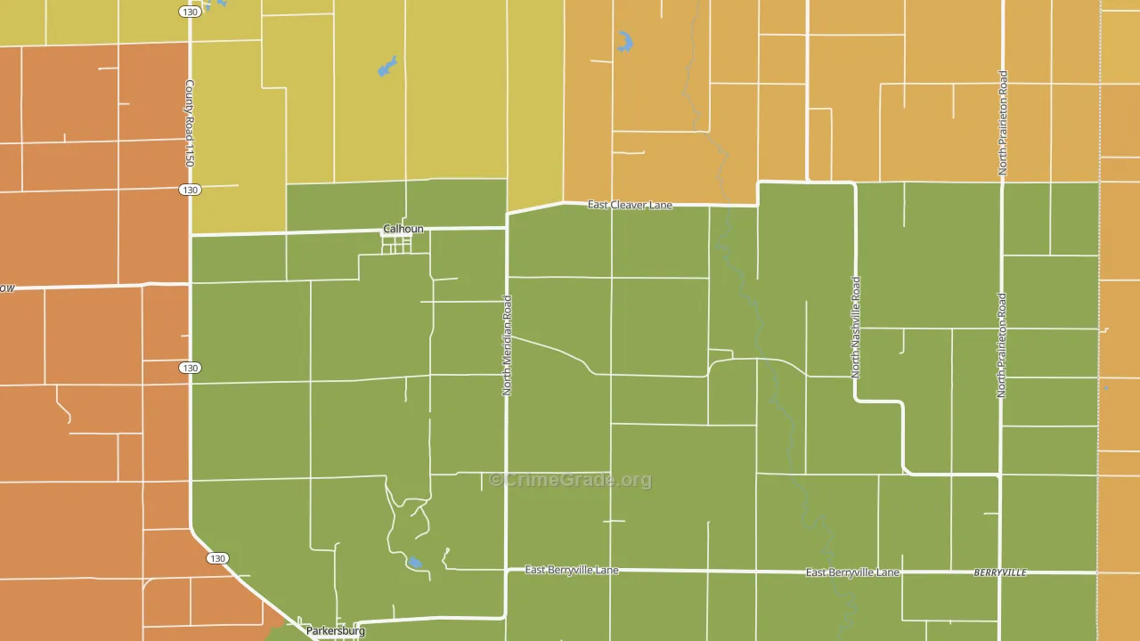 Calhoun, IL Map of Robbery Rates