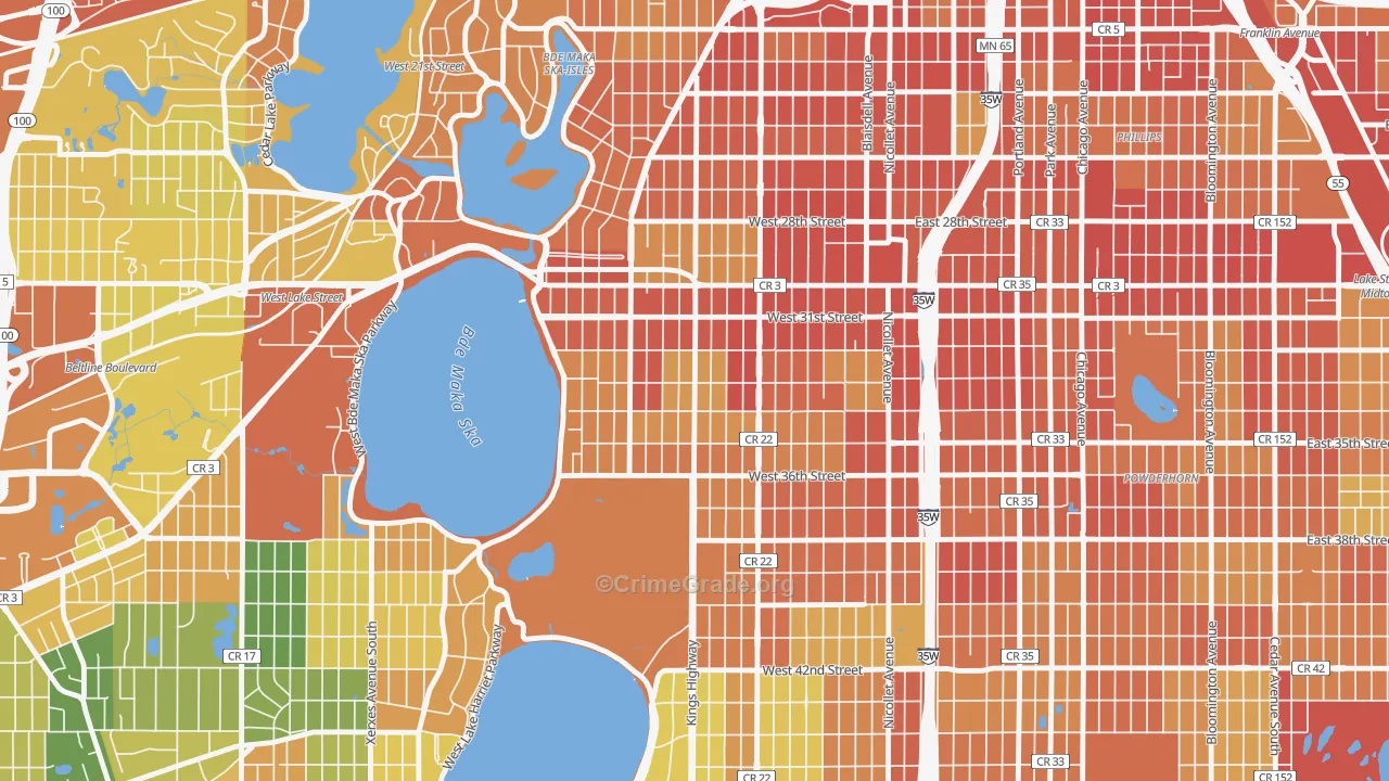 Calhoun, Minneapolis, MN Map of Robbery Rates