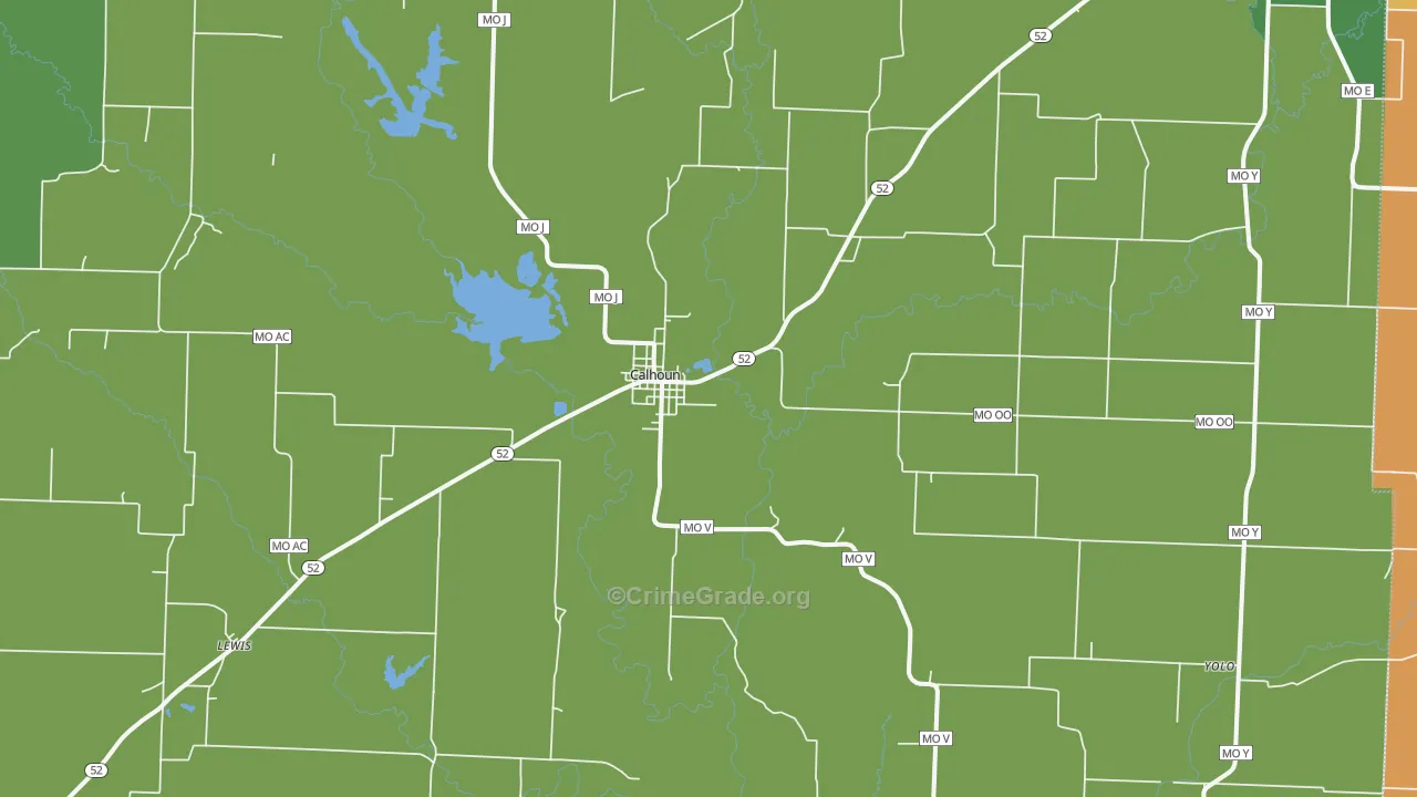 Calhoun, MO Map of Robbery Rates