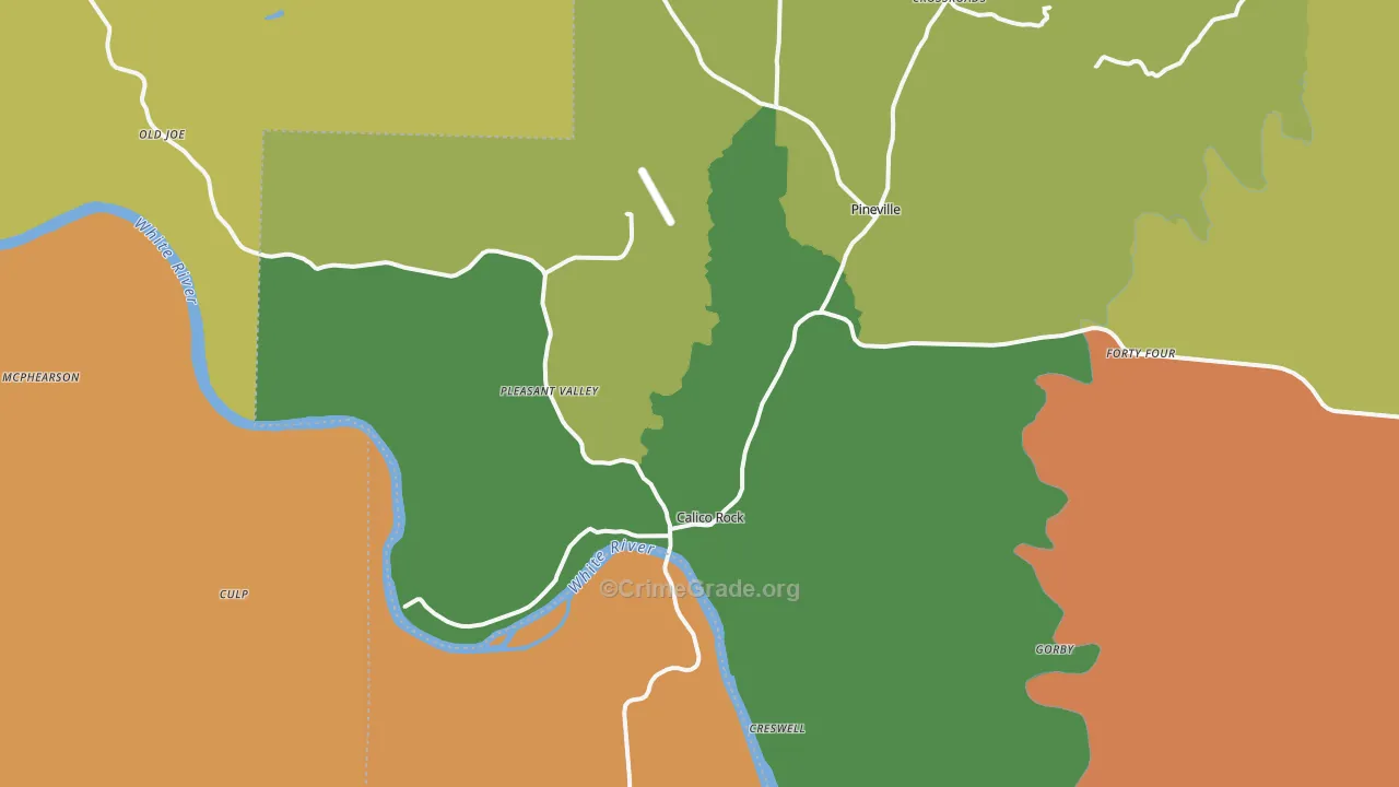 Calico Rock, AR Map of Robbery Rates
