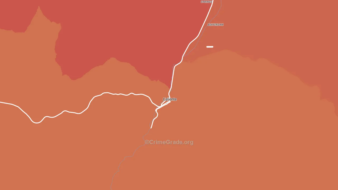 Caliente, NV Map of Robbery Rates