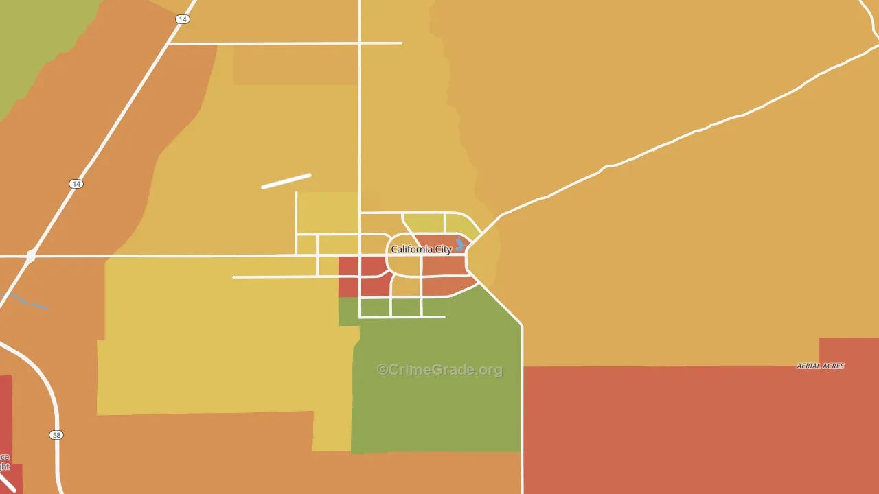 California City, CA Map of Robbery Rates
