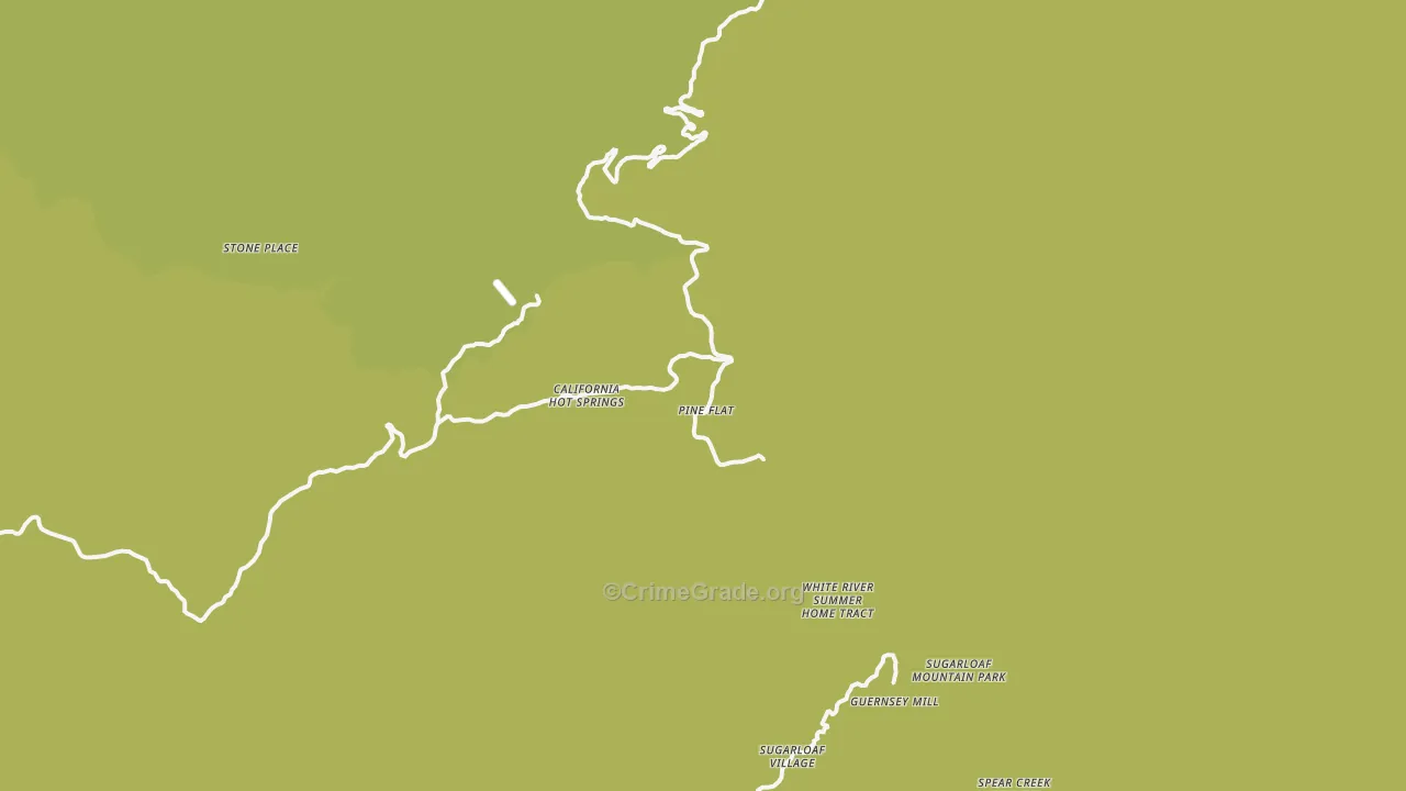 California Hot Springs, CA Map of Robbery Rates