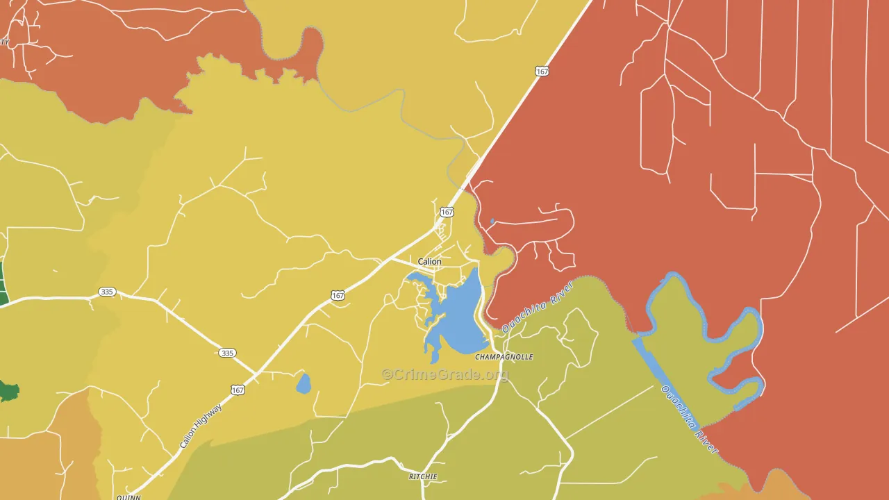 Calion, AR Map of Robbery Rates