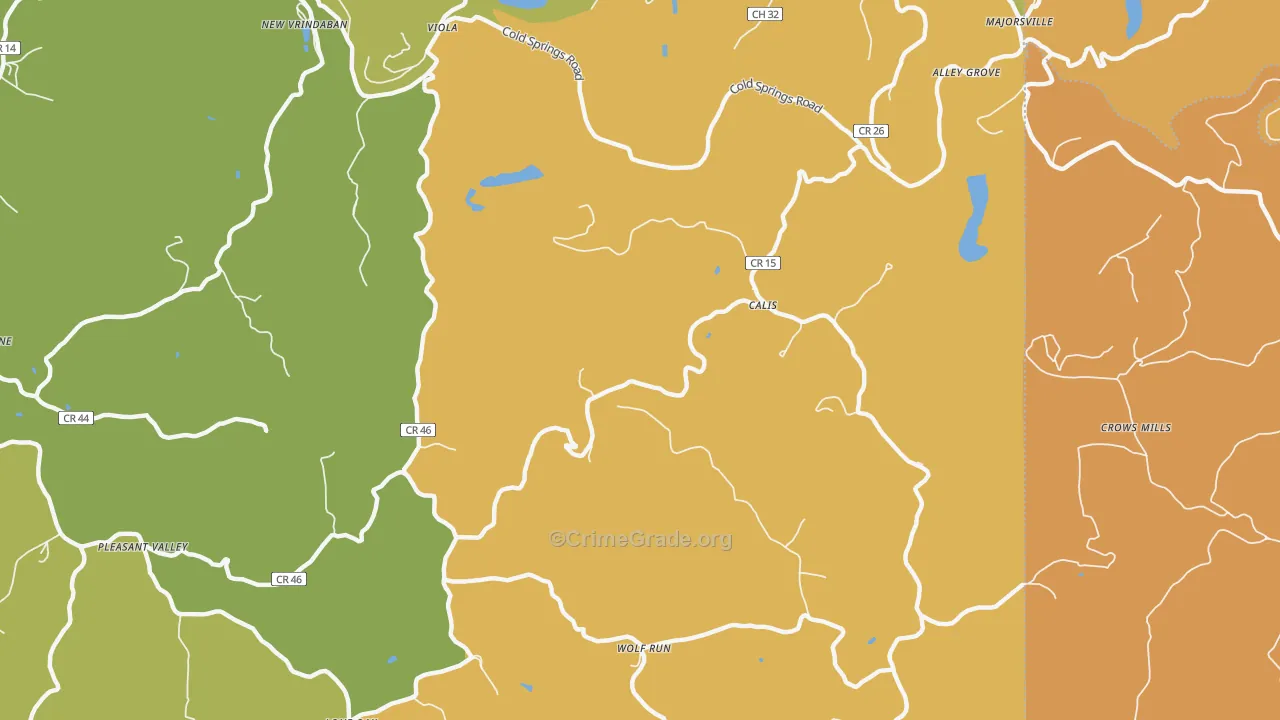 Calis, WV Map of Robbery Rates