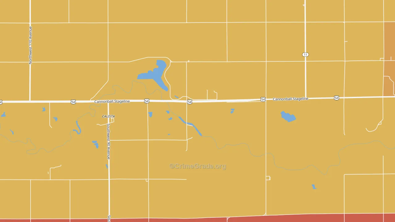 Calista, KS Map of Robbery Rates