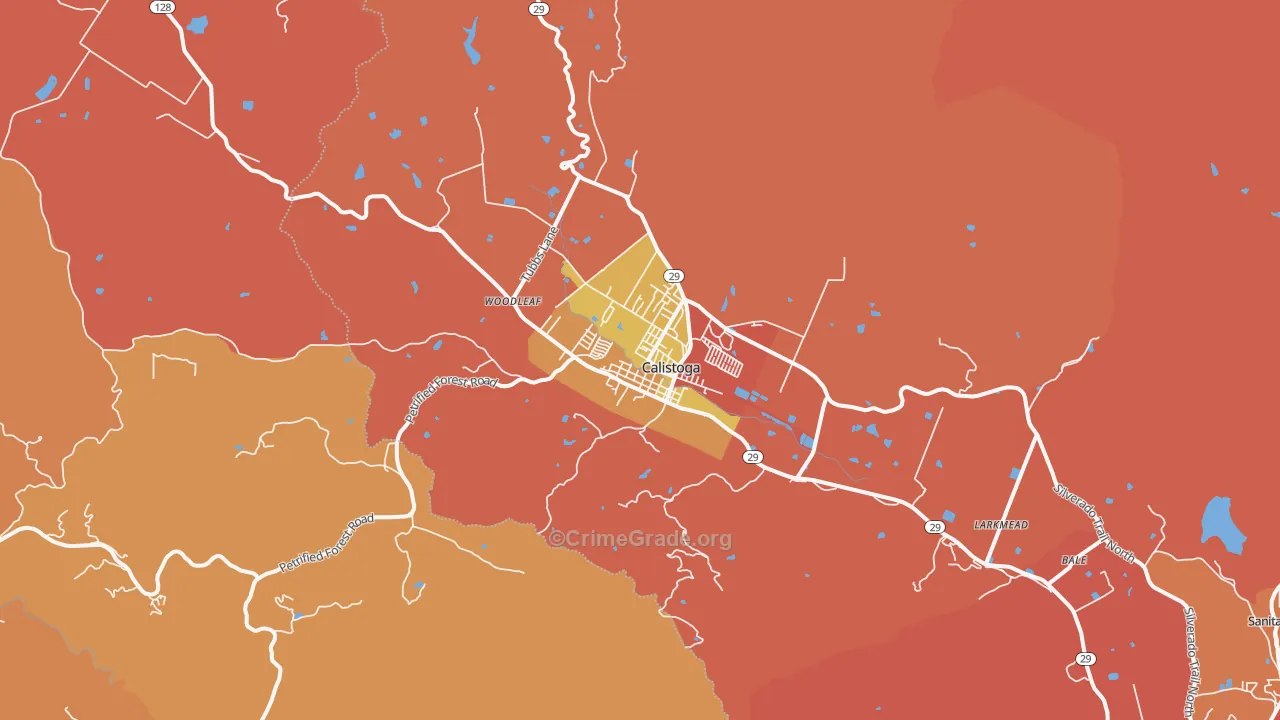 Calistoga, CA Map of Robbery Rates