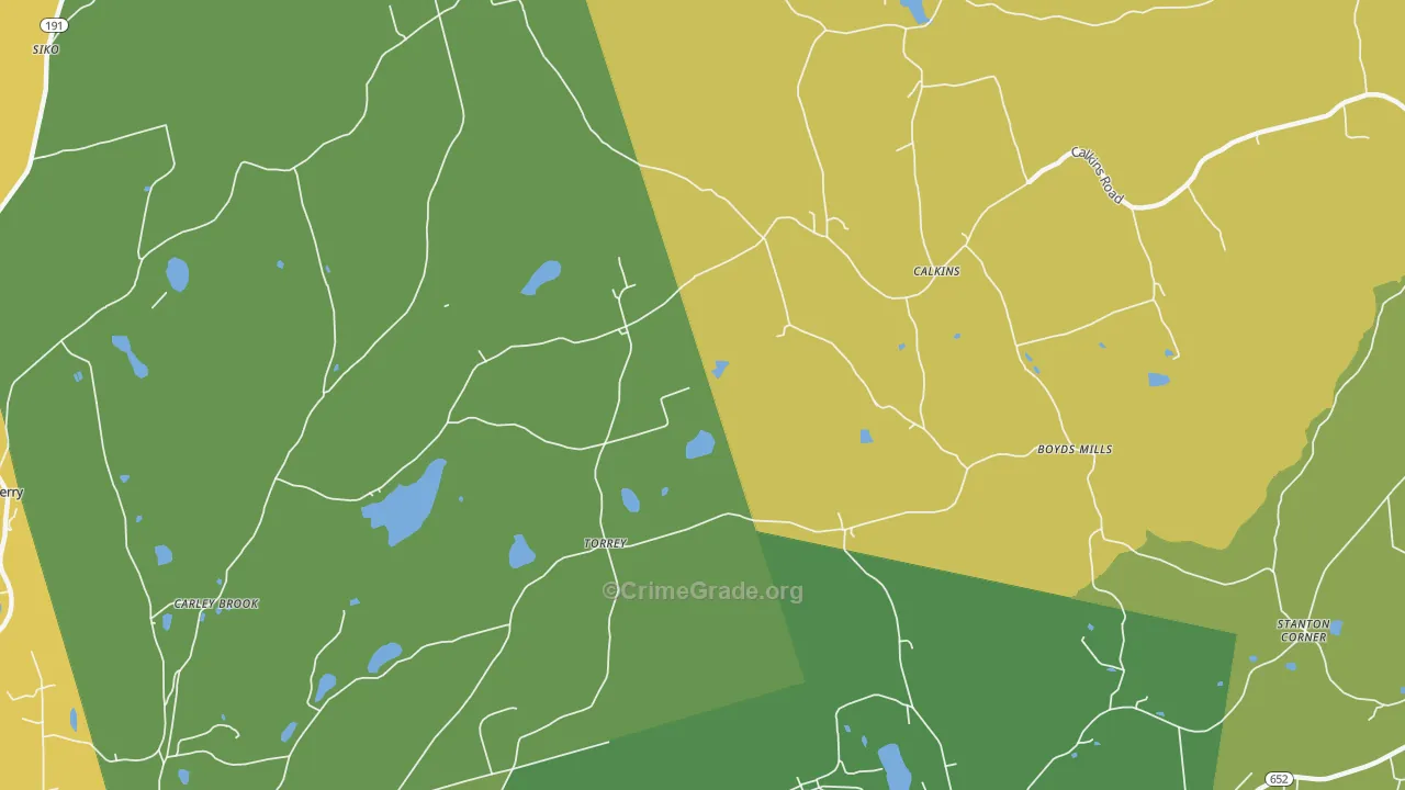 Calkins, PA Map of Robbery Rates