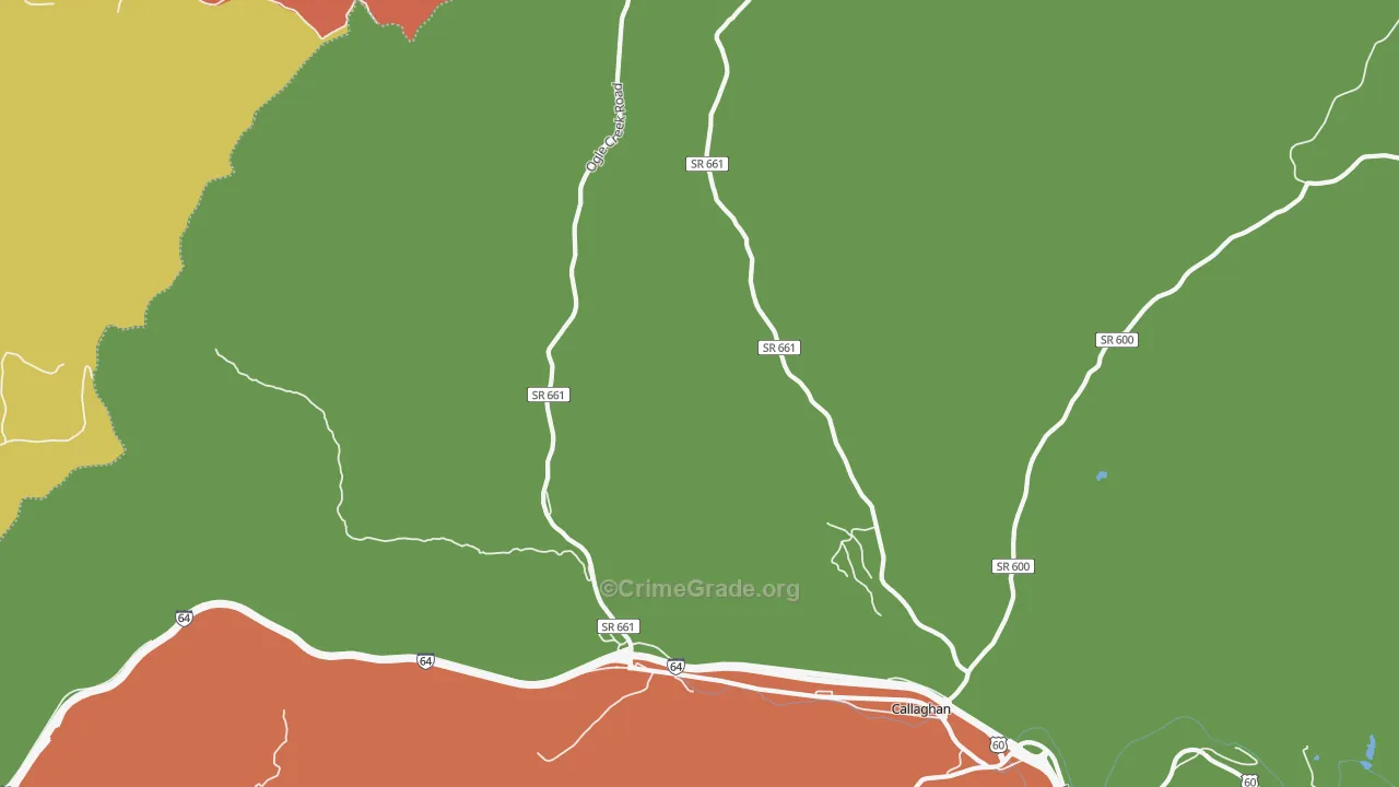 Callaghan, VA Map of Robbery Rates