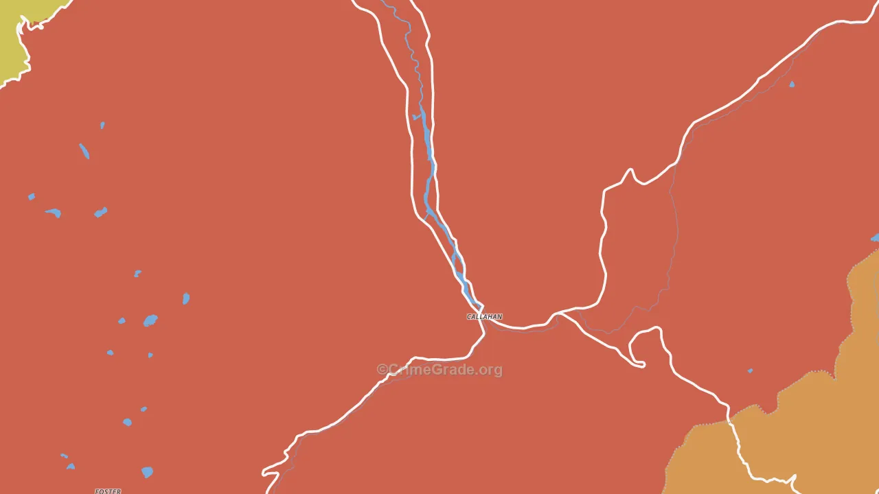 Callahan, CA Map of Robbery Rates