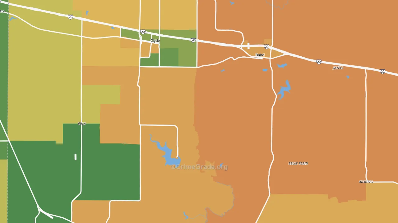 Callahan County, TX Map of Robbery Rates