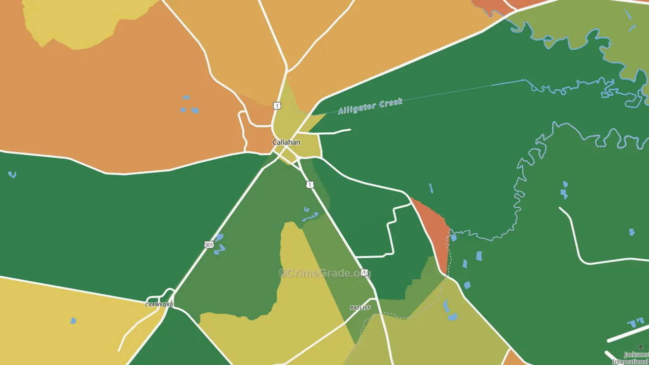 Callahan, FL Map of Robbery Rates