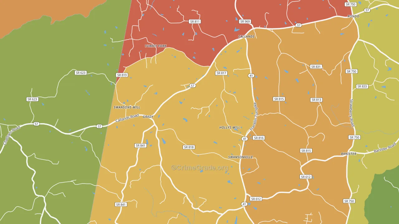 Callands, VA Map of Robbery Rates