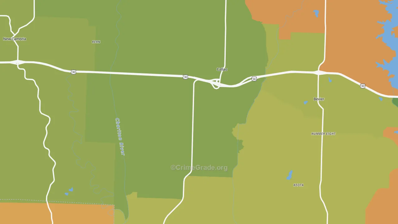 Callao, MO Map of Robbery Rates