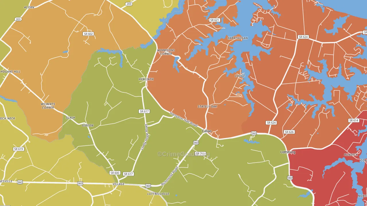 Callao, VA Map of Robbery Rates