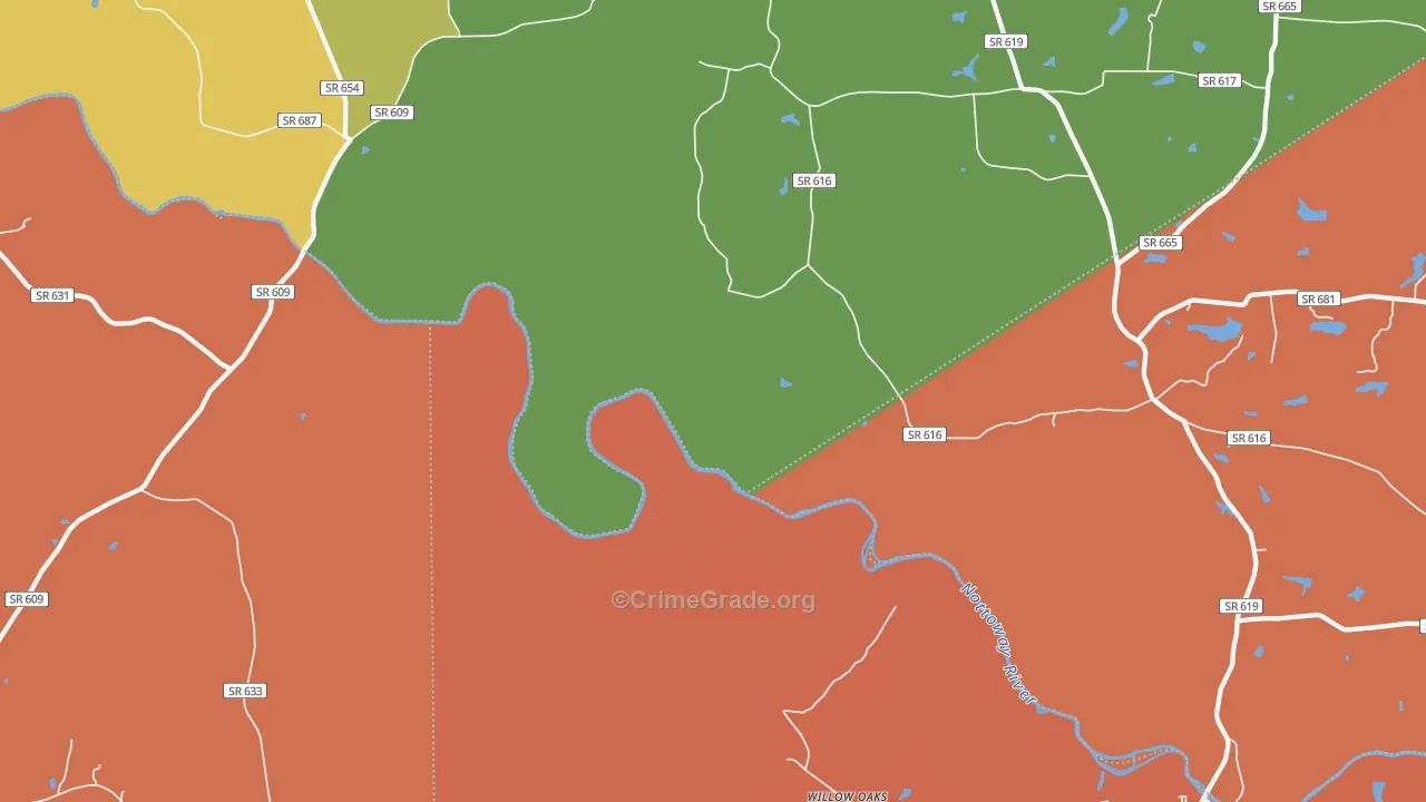 Callaville, VA Map of Robbery Rates