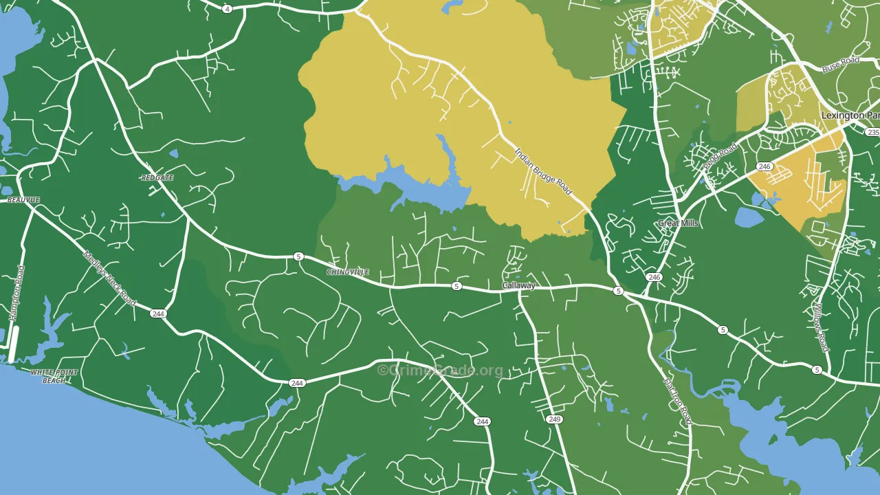 Callaway, MD Map of Robbery Rates