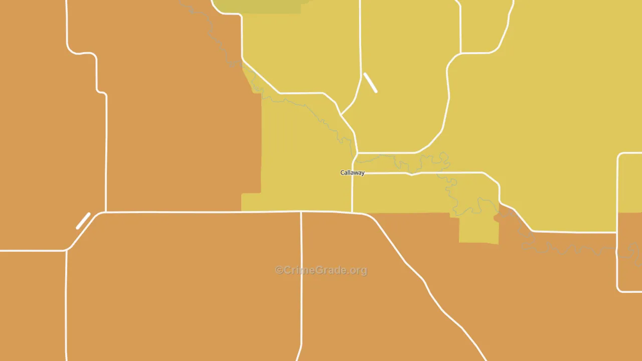 Callaway, NE Map of Robbery Rates